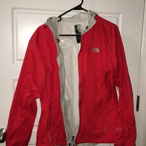 Red north face windbreaker